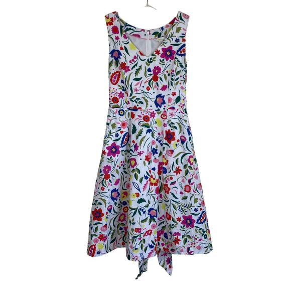 Boden Sz 4 US ‘Jade’ Fit & Flare Dress Linen Blend Folk Pop Boho Floral Print - Picture 3 of 16